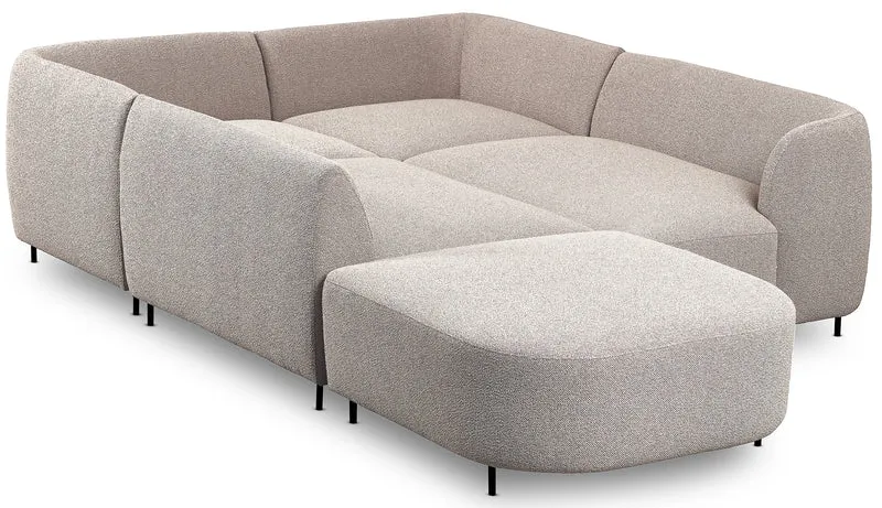 Modulares Ecksofa Lanomi U-förmig, rechtsseitig, grau-beige Bouclé