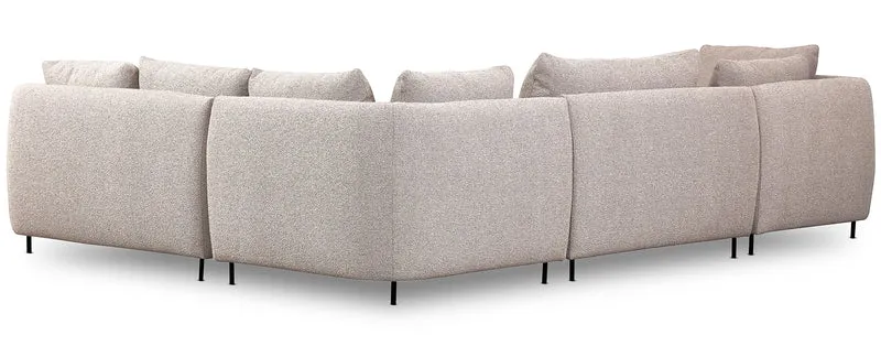 Modulares Ecksofa Lanomi U-förmig, rechtsseitig, grau-beige Bouclé