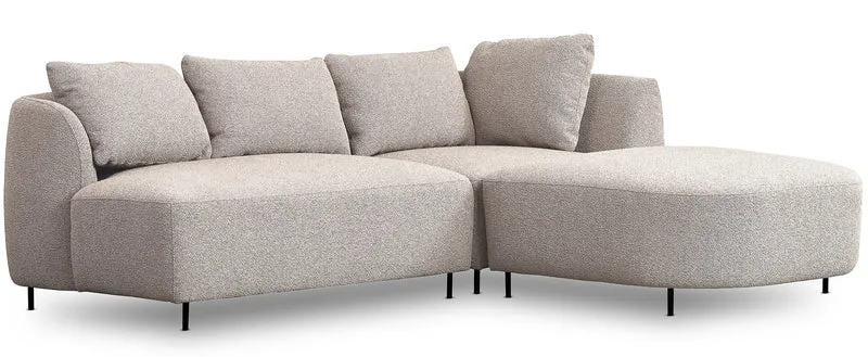 Modulares Ecksofa Lanomi, L-förmig, rechtsseitig, grau-beige Bouclé