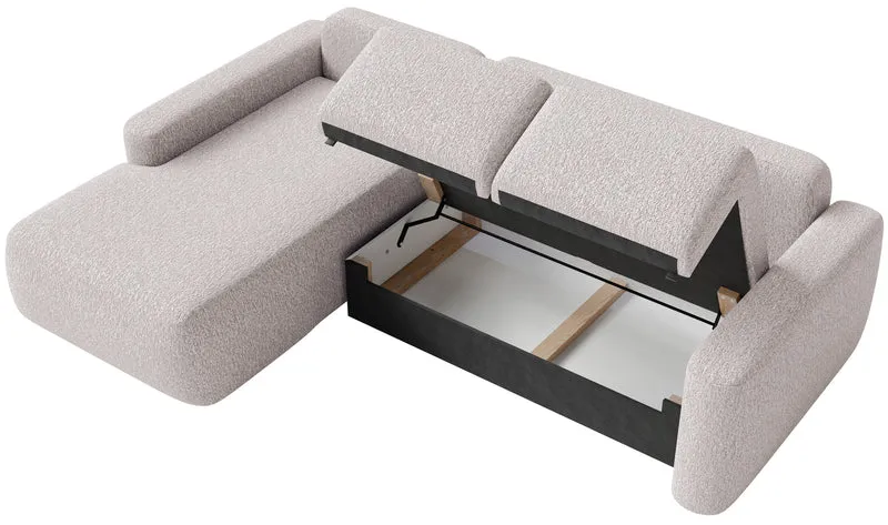 Ecksofa mit Schlaffunktion Carnos Mini, L-förmig, linksseitig, beige Chenille