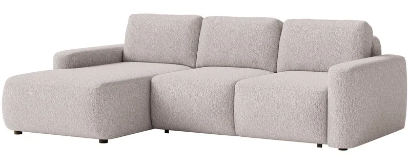 Ecksofa mit Schlaffunktion Carnos Mini, L-förmig, linksseitig, beige Chenille