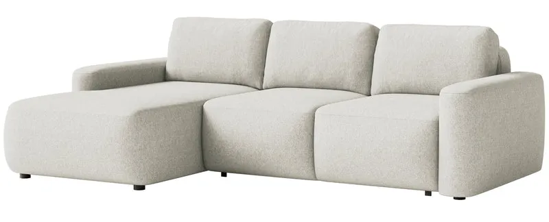 Ecksofa mit Schlafunktion Carnos Mini, L-förmig, linksseitig, cremefarben, pflegeleichter Chenillestoff