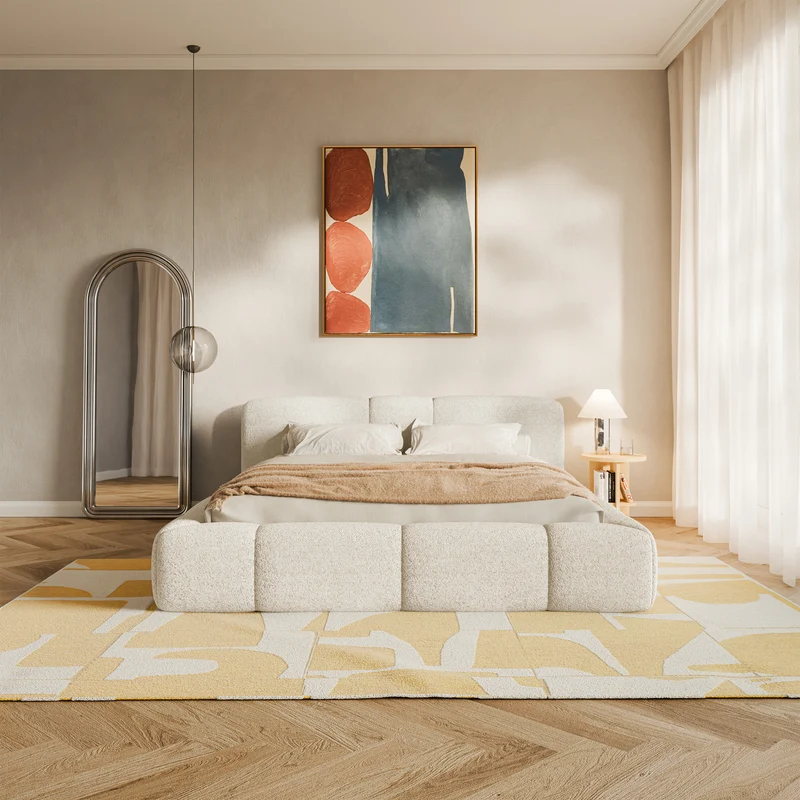 Polsterbett 160x200 cm Bowia hellbeige Plüsch
