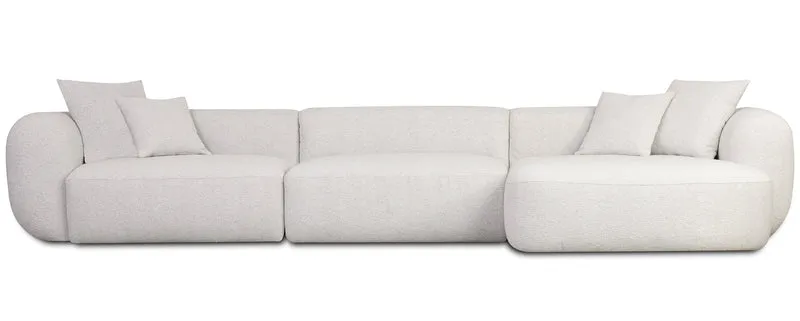 Modulares Ecksofa Baomi, groß, L-förmig, rechtsseitig, grau-beige Chenille