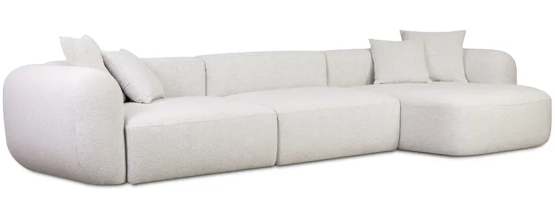 Modulares Ecksofa Baomi, groß, L-förmig, rechtsseitig, grau-beige Chenille