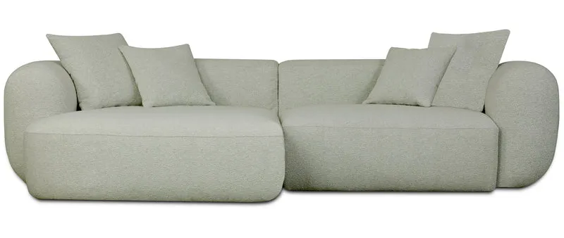 Modulare Eckcouch Baomi, L-förmig, linksseitig, Salbeigrün, Chenille