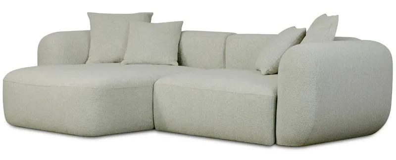 Modulare Eckcouch Baomi, L-förmig, linksseitig, Salbeigrün, Chenille