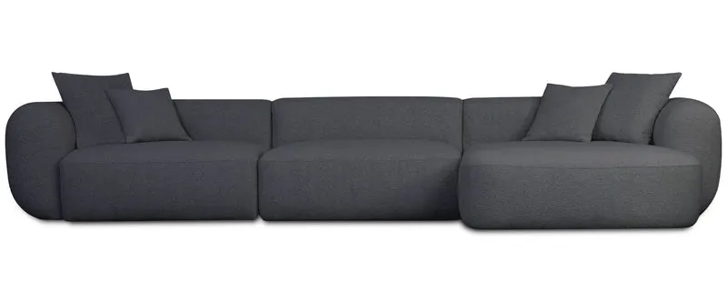 Modulares Ecksofa Baomi, groß, L-förmig, rechtsseitig, dunkelgrauer Chenille-Bezug