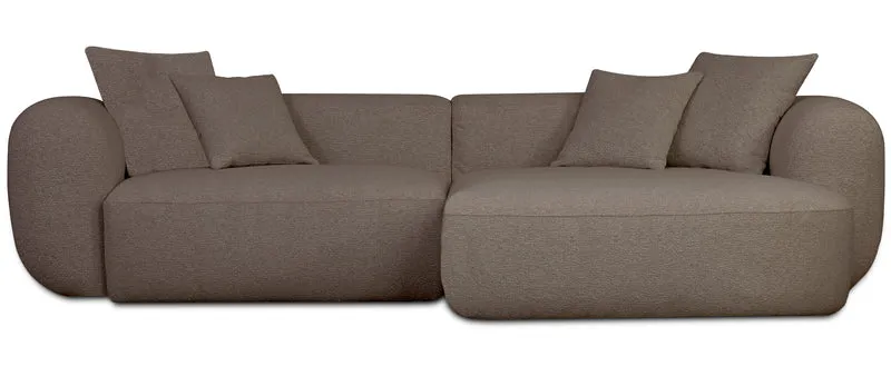 Modulares Ecksofa Baomi, L-förmig, rechtsseitig, hellbrauner Chenille-Stoff