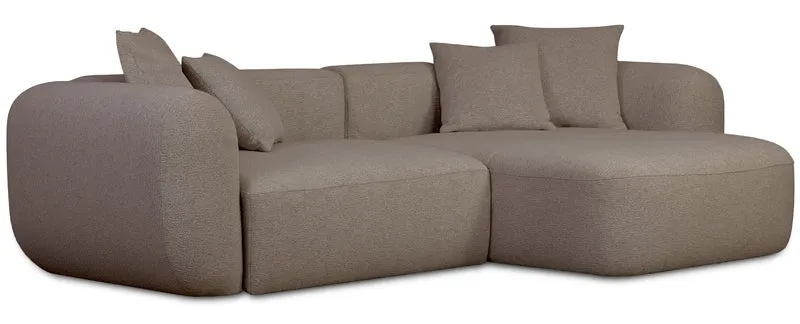Modulares Ecksofa Baomi, L-förmig, rechtsseitig, hellbrauner Chenille-Stoff