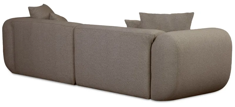 Modulares Ecksofa Baomi, L-förmig, rechtsseitig, hellbrauner Chenille-Stoff