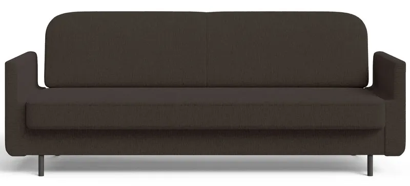 Dreisitziges ausklappbares Sofa Ovelio in braunem, hydrophobem Chenille-Stoff