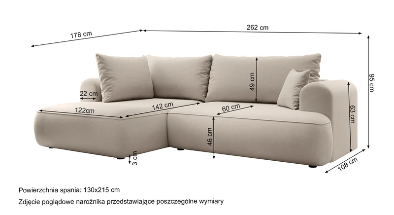 Ecksofa mit Schlaffunktion Ovo, L-förmig, mit Armlehne und Stauraum, beige Velours, pflegeleicht, rechtsseitig