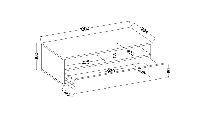 TV-Schrank mit Schublade Rednaw 100 cm Weiß matt / Grau glänzend mit Beleuchtung