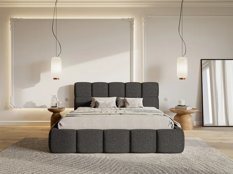 Polsterbett 120x200 cm Cloudy, grafitfarben, hydrophobes Chenille