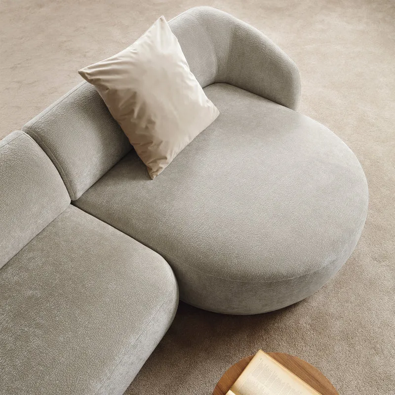 Modulares Ecksofa Bommo, L-förmig, rechtsseitig, grau-beige Chenille