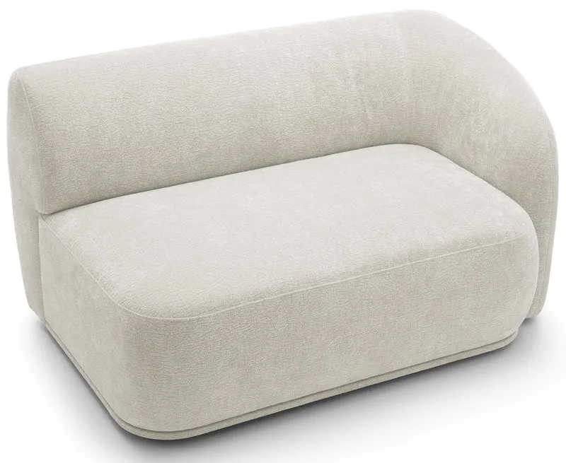 Modulares Ecksofa Bommo L-förmig mit linksseitigem Hocker, cremefarbener Chenillestoff
