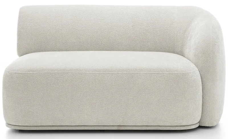 Modulares Ecksofa Bommo L-förmig mit linksseitigem Hocker, cremefarbener Chenillestoff