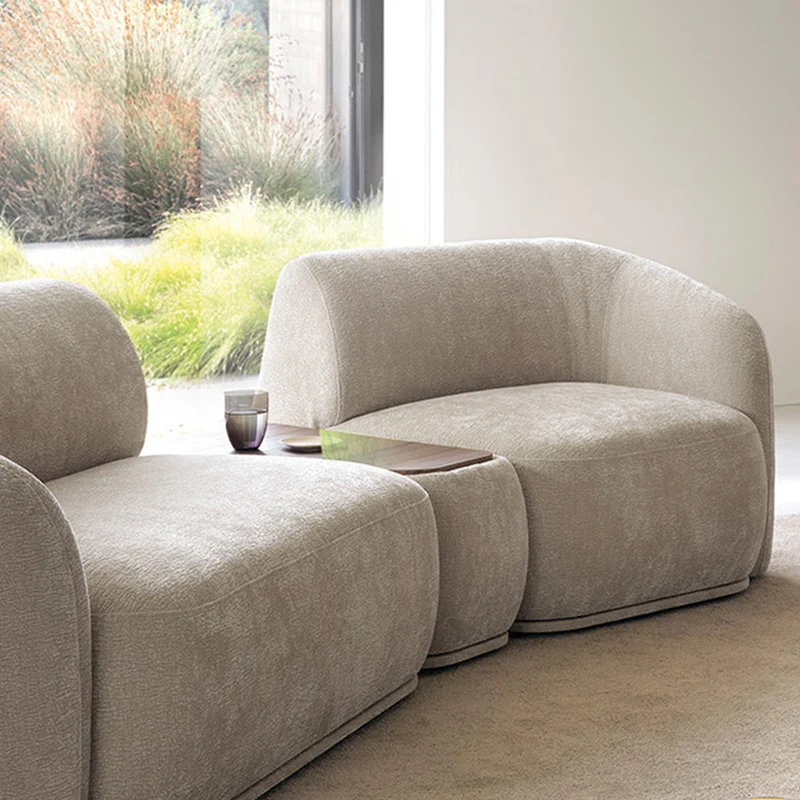 Einzelmodul Bommo rechtsseitig, grau-beige Chenille