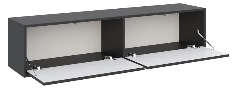 Hängender TV-Schrank Velveto mit zwei Klappen, 140 cm, schwarz