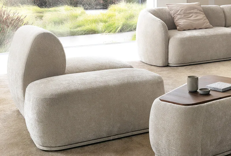 Modulares rechteckiges Hockerpouf Bommo in grau-beigem Chenille