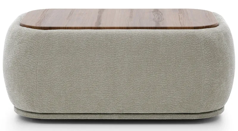 Modulares rechteckiges Hocker mit Platte Bommo, grau-beige Chenille