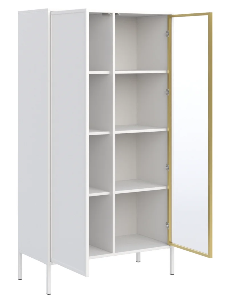 Zweiflügeliger Velveto-Schrank mit Glasfront, 90 cm, weiß