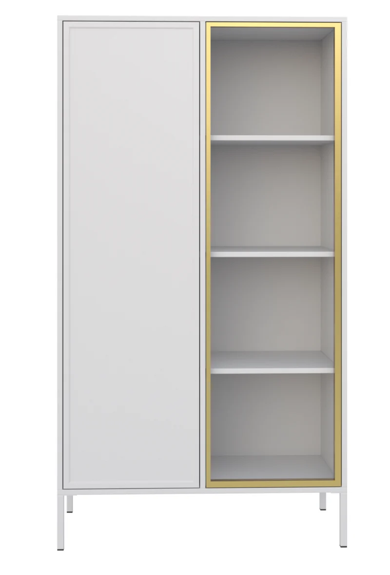 Zweiflügeliger Velveto-Schrank mit Glasfront, 90 cm, weiß