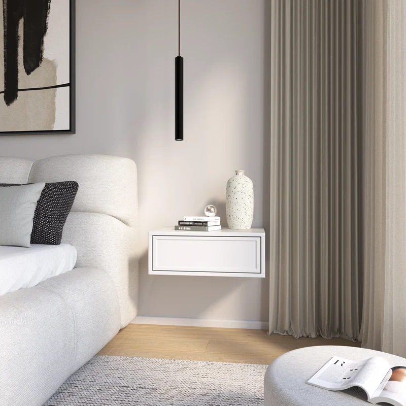 Hängender Nachtschrank Velveto mit Schublade 50 cm weiß