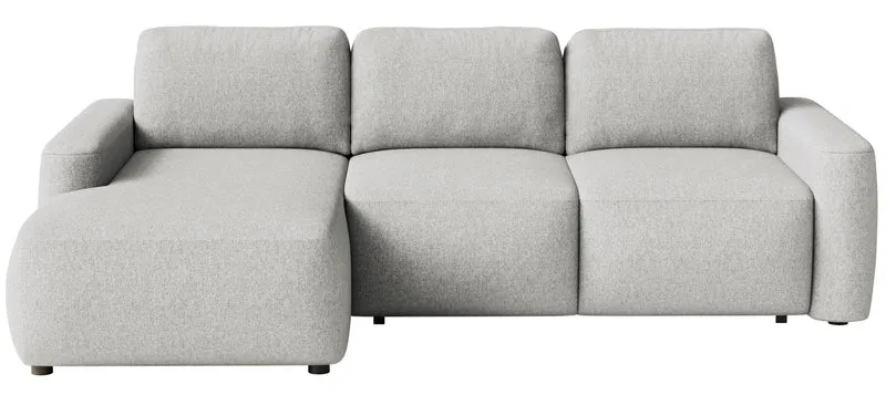 Ecksofa mit Schlaffunktion Carnos Mini, L-förmig, linksseitig, grau-beige, pflegeleichter Chenille-Stoff