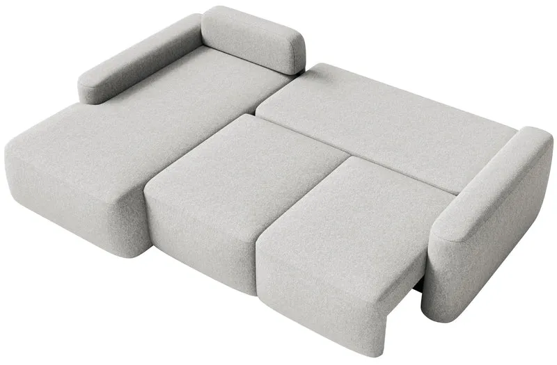 Ecksofa mit Schlaffunktion Carnos Mini, L-förmig, linksseitig, grau-beige, pflegeleichter Chenille-Stoff