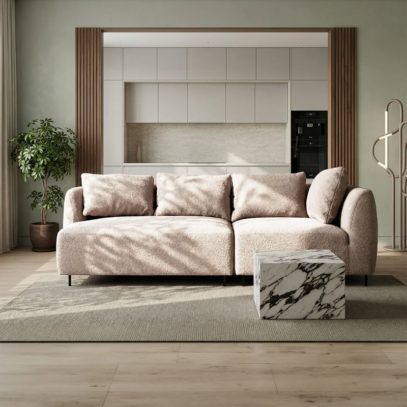 Modulares Sofa Lanomi in beige Bouclé