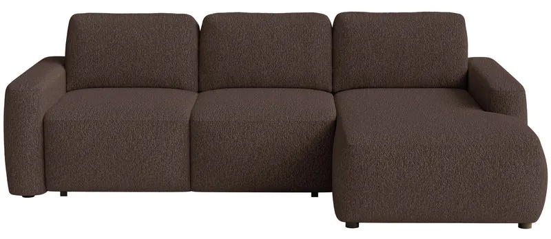 Ecksofa mit Schlaffunktion Carnos Mini, L-förmig, rechtsseitig, braunes Chenille