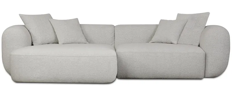 Modulares Ecksofa Baomi, L-förmig, linksseitig, hellgrauer Chenille-Stoff