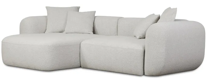 Modulares Ecksofa Baomi, L-förmig, linksseitig, hellgrauer Chenille-Stoff
