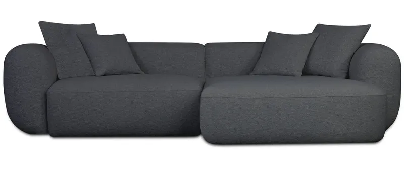 Modulares Ecksofa Baomi, L-förmig, rechtsseitig, dunkelgrauer Chenillestoff