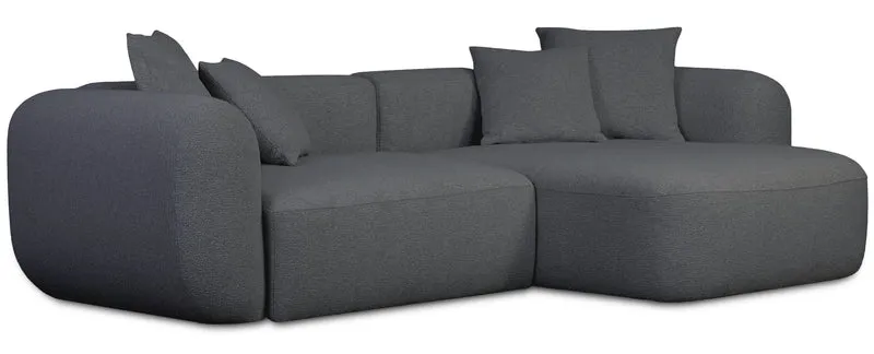 Modulares Ecksofa Baomi, L-förmig, rechtsseitig, dunkelgrauer Chenillestoff