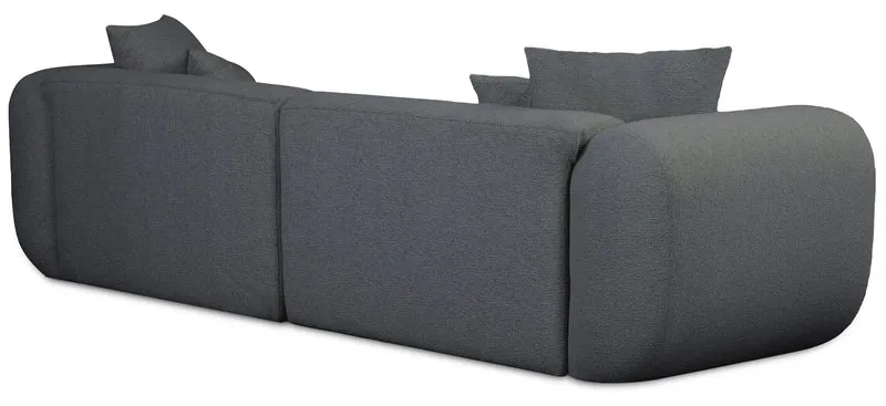 Modulares Ecksofa Baomi, L-förmig, rechtsseitig, dunkelgrauer Chenillestoff
