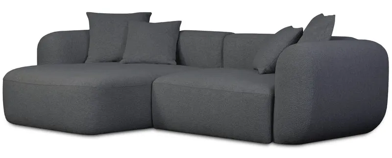 Modulares Ecksofa Baomi L-förmig, linksseitig, dunkelgrauer Chenillestoff