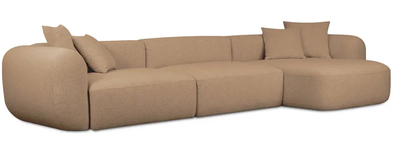 Modulares Ecksofa Baomi, groß, L-förmig, rechtsseitig, senfgelber Chenille-Stoff