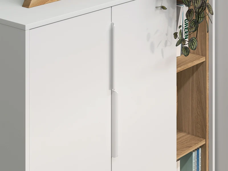 Zweiturige Kommode Torino mit gerillten Nischen, 101 cm, Eiche Honey Castello/Alpenweiß/Grafit