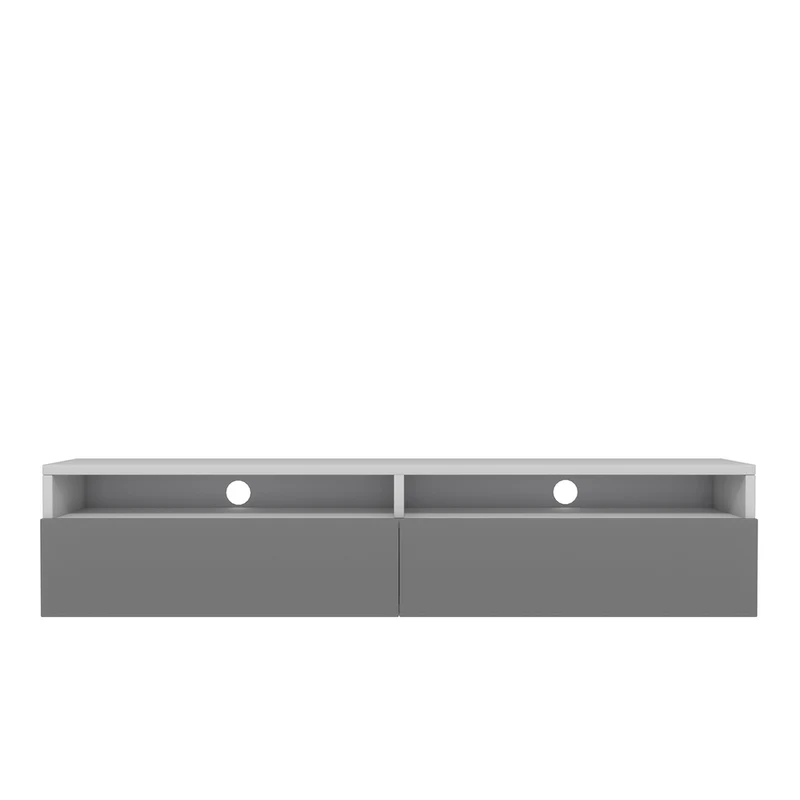 TV-Schrank mit zwei Schubladen Rednaw 140 cm Weiß matt / Grau glänzend