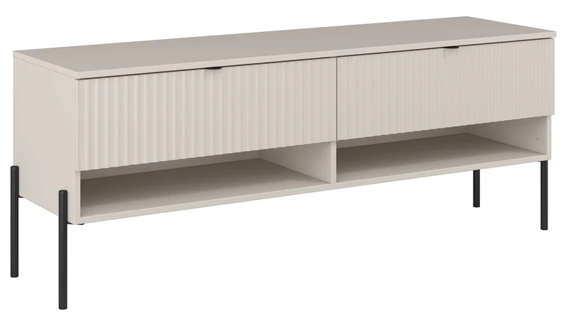 TV-Schrank Ore mit zwei Schubladen, 140 cm, Kaschmirfarben mit geriffelter Front