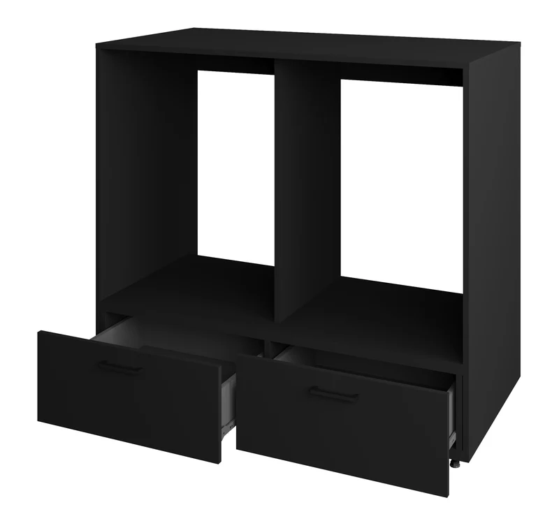 Schrank für Waschmaschine und Trockner Rosa mit zwei Schubladen in Schwarz Onyx