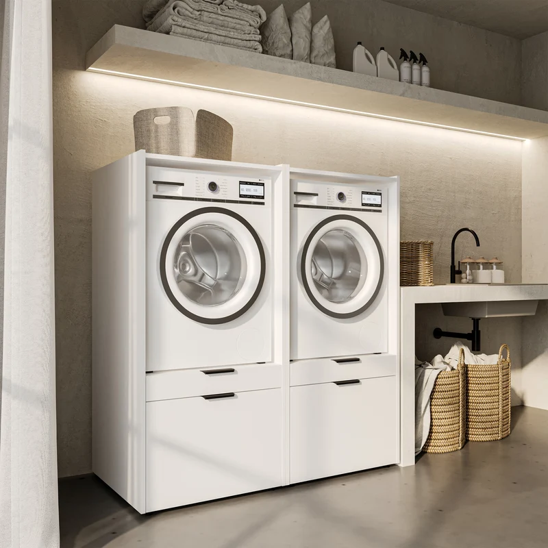 Waschmaschinenschrank Andiamo mit Schublade und Regal, weiß