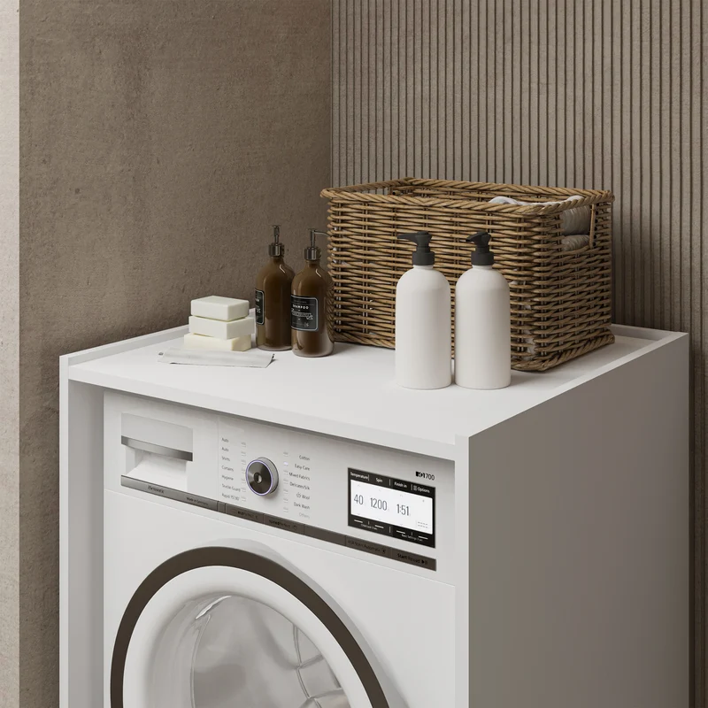 Waschmaschinenschrank Andiamo mit Schublade und Regal, weiß
