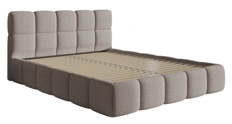 Gepolstertes Bett 120x200 cm Cloudy hellgrauer Bouclé