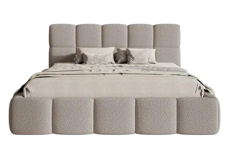 Gepolstertes Bett 120x200 cm Cloudy hellgrauer Bouclé