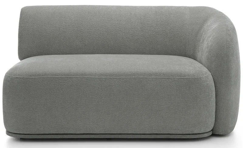 Modulares Ecksofa Bommo L-förmig mit Pouf, linksseitig, grauer Chenille-Stoff