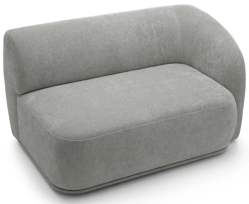 Modulares Ecksofa Bommo L-förmig mit Pouf, linksseitig, grauer Chenille-Stoff